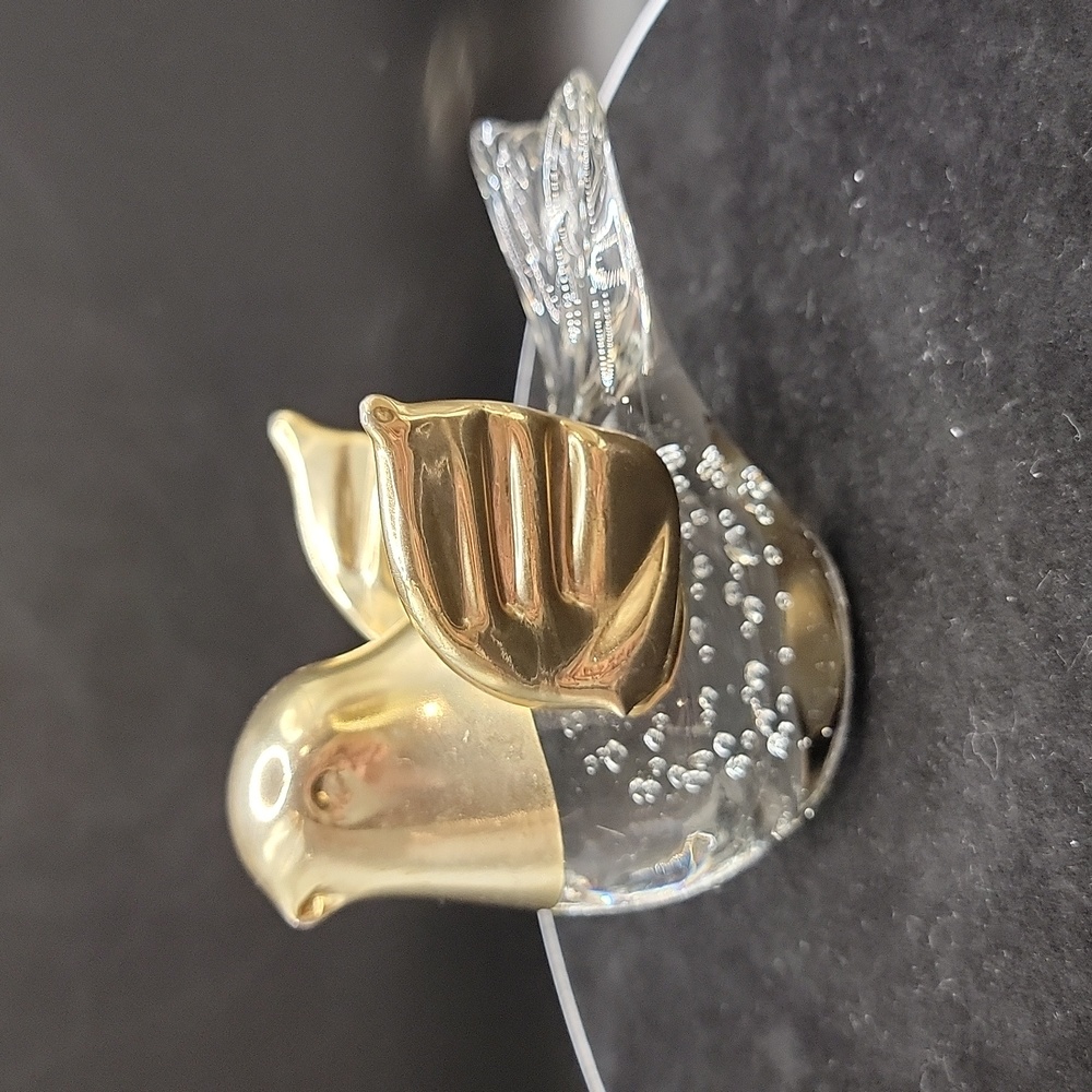 Vintage Gold and Controlled Bubbles Glass Bird Paperweight